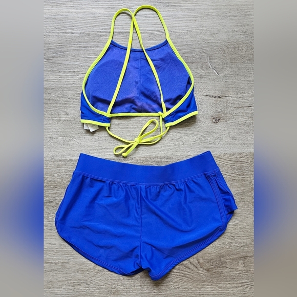 Miami Surf Style 2-Piece Blue Athletic Swimsuit Set (XS) - Picture 2 of 3